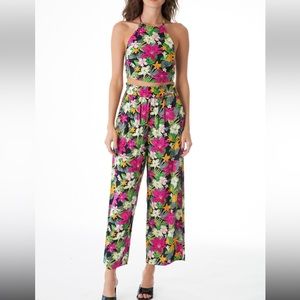 2pc Set: Halter Neck Tropical Floral 2pc Set